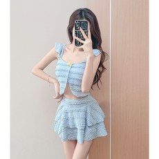 黃色比基尼 兩件套 顯白 遮肉 顯瘦 游泳衣