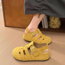 BAIJHONG 涼鞋 女 輕便透氣 舒適防滑平底休閒女鞋, 無具體規格, 黃色