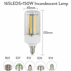 E27 E14 B22 LED 옥수수 매우 램프 45W SES 150W 30W 전구 7W 나사 교체 12W 밝은 165LED 할로겐, 45W 165LEDs, Cold White, E27 110V, 1개