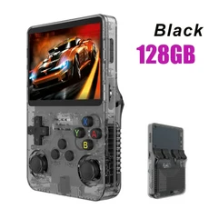 신형 R36S 레트로 휴대용 게임기 3.5인치 IPS 화면 저장: 64GB / 128GB 아르코스 시스템 다국어 지원, 05 Black 128G