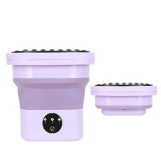 Grentieen 折疊8L洗衣機行動式, 夢幻紫65升藍光殺菌瀝水籃排水管, 如圖所示