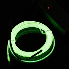 M 2M 3M 4M 5M 여러 가지 빛깔의 LED 스트립 조명 유연한 네온 불빛 EL 와이어 댄스 파티 분위기 장식 문자열 자동차, Fluorescent Green, 1m, USB Plug