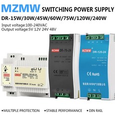 DR 15W 30W 120W 산업용 DIN 레일 스위칭 전원 공급 장치 100-240V AC DC 12V Led 조명 CCTV 변압기, 02 24V용, 04 15와트, 01 100~240V