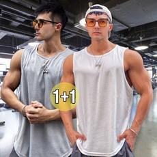 Zenaris 1+1 남성 머슬핏 메쉬 헬스 나시 스포츠 쿨링 민소매 운동복 나시티 2장