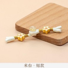 長尾琵琶盤扣 旗袍裝飾鈕釦 漢服國風釦子配飾 淺綠長款, 1個, 米白短款