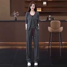 【慵懶三件套】女裝衛衣套裝 運動套裝 休閒套裝 衛衣三件套 闊腿褲套裝 連帽開衫 時尚休閒 春秋新款 微胖遮肉顯瘦