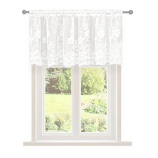 Jayla 화이트 레이스 시어 주방 밸런스 커튼 창문용 45.7cm(18인치) 길이 빈티지 꽃무늬 자수 작은 욕실 커튼 봉 포켓 농가 139.2 x 45.7cm(51 x