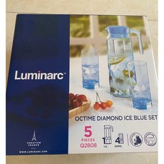 Luminarc 樂美雅 Octime Diamond Ice Blue 玻璃杯壺組 5件式 Q2808, 1個