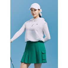 챌린저 여성 에센셜 메쉬 우븐 믹스 하프집업 후드 베스트 화이트 CHE2WVT2954WH