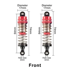 RC 알루미늄 합금 금속 오일 충격 흡수 장치 조정 가능한 댐퍼 1316 Wltoys 용 CNC 업그레이드 부품 144001, 04 red-front