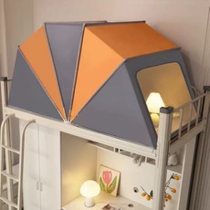 방한 이층 방한텐트 침대 텐트 1인용 우풍 암막 강한 차광 6합 섬유관 그레이 90x190x80 1.0m침대