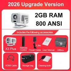 2026 디통 X3플러스 HD 프로젝터 1080P 4K 지원 WIFI6 BT5.3 안드로이드 자동 초점 키스톤 홈시어터, 01 2G RAM-bag