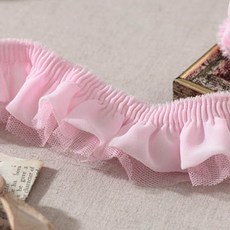 퀼트스타 파스텔 쉬폰 망사 주름레이스_핑크 40, 1개, 핑크