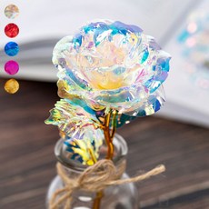 홀로그램 꽃 도금 크리스탈 장미 거실 테이블 장식품, 5홀로그램장미-풀골드, 5홀로그램장미-풀골드