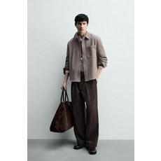 자라 논월 컴포트 오버셔츠 - 브라운 멜란지