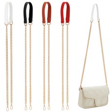 4개 마이크로파이버 가죽과 알루미늄 체인으로 제작된 4가지 색상의 가방 스트랩 합금 회전 버클 포함 가방 교체용 액세서리 혼합 색상 길이 121cm, 혼합색