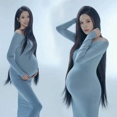 블랙 만삭 촬영 옷 오프숄더 임산부 투피스 사진 주수, 28번 드레스