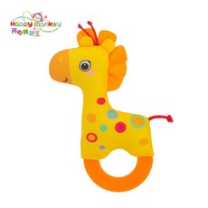寶寶玩具A3D手持牙膠搖鈴響紙玩具 新生兒安撫公仔 毛絨玩具, 1個, 黃小鹿