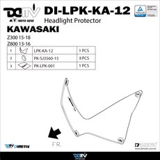 DIMOTIV DI-LPK-KA-12 頭燈保護罩 KAWASAKI Z300 Z800 專用，有效保護頭燈，提升行車安全, 螢光黃, 1個
