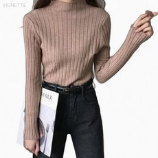 보온 반목 티셔츠 골지 터틀넥 여자 폴라티 데일리긴팔티 가을티셔츠