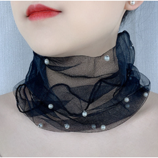 더있소쉬폰진주넥워머 / 골프넥워머 / 패션넥워머 / 쉬폰스카프 / 매쉬 스카프 / 매쉬레이스 / 레이스