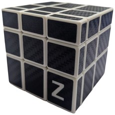 小小店舖 Z-CUBE 鏡面碳纖維 藍底 水藍色 三階 魔術方塊 魔方 益智玩具 碳纖維, 黑色和白色