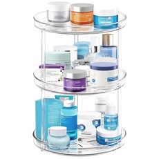 2 티어 레이지 수잔 욕실 정리함 9 25인치 투명 360 회전 메이크업 베니티용 스킨케어 향수 캐비닛용 스파이스 랙 정리함 홈 및 보관함, 3 TIER / 9 25INCH