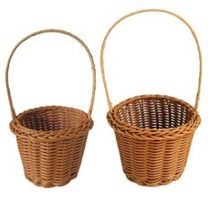 미니 라탄바구니 A형 왕골 꽃바구니 재료, 브라운, 1개