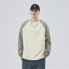 투니스 남성 배색 라운드넥 긴소매 맨투맨 티셔츠
