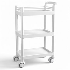 ABS 3단 미용 웨건 카트 이동식 트롤리, 화이트