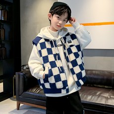 男童款棋盤格冬季背心
