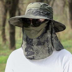 夏季男士防曬遮陽帽, 軍綠水墨