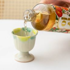 다온아토 수채화 미니 도자기 고블렛 술잔 사케잔 소주잔 70ml