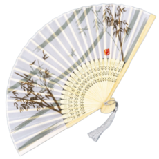 고려죽선 수공예 전통 실크 부채 접부채, 3개, 대나무