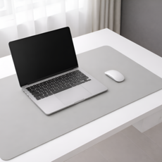 룸앤업 미끄럼방지 프리미엄 가죽 대형 데스크 매트 장패드 마우스패드, 1개, 라이트 그레이