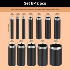 고강 원형 공중 펀치 다이 가죽 커터 식물성 고무 코르크 캔버스 종이용, 1개, 4. Set B-12 pcs