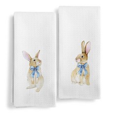 Qeheb 크리스찬 부활절 토끼 주방 타월 여성용 토끼 선물 접시 티 타월 토끼 선물 예수 부활절 프레피 핑크 토끼 장식 핸드 타월 욕실 장식용 40.6 x 61cm(16 x