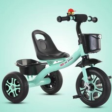 JIA SHUO 兒童三輪車 適合1-7歲 防側翻 手推輔助, 1個, 湖綠色高配實心輪