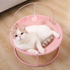 Gowls 고양이 매쉬 해먹 침대 원형, 여름용 핑크, 1개