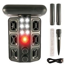 RYNOVEX 태양광 충전 야생동물 퇴치기 4종 강력모드 적외선센/초음파/4개고주파 스피커 경보/LED섬광/감광 야간조명/무선설치-고양이 강아지 멧돼지