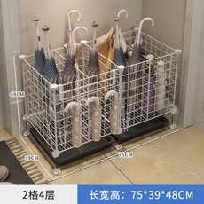 雨傘架收納傢用商用雨傘收納桶傘架收納架日式放傘置物架門口神器, 鐵網2格-白【帶托盤】, 1個