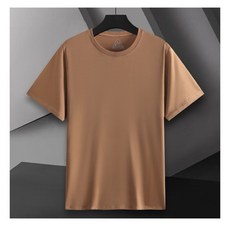 阿堯的店 冰瓷萊卡棉T 涼感上衣 大尺碼上衣, 卡其色,8XL