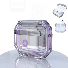 AirPods 新款微晶鑽石殼，特級防摔，不發黃，精準開孔設計保護殼, 透紫, 1個, AirPods 1&2