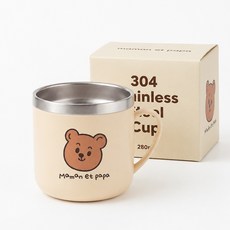 마망 엣 파파 논슬립 스텐 유아동 한손컵, 280ml, 1개, 핀치 미 베어