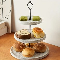 나무 과일 트레이 스낵 트레이 디저트 트레이 파티 트레이 장식 트레이 다층 과일 트레이 스낵 박스 페이스트리 랙, 1개, 백색",