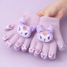 精選好物 兒童手套2025冬季女童五指套保暖庫洛米禦寒套小女孩加絨保暖禦寒