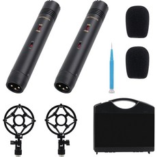 Svbony SVBONY M1 2팩 콘덴서 마이크 로우 컷/-10dB 패드가 있는 22mm 골드 악기 XY 및 AB 스테레오 구성 지원 충격 마운트 베이스 드럼 녹음용, Svbony SVBONY M1 2팩 콘덴서 마이크, 로