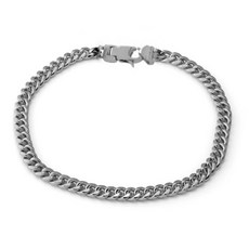 KING ICE 5MM不鏽鋼古巴白金手鍊，防氧化，經典時尚，展現個人品味, 1個