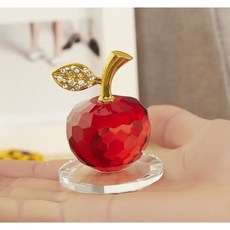 사과 크리스탈 장식소품 애플 크리스털 장식 거실 인테리어 자동차 인테리어 행운 소품, 레드