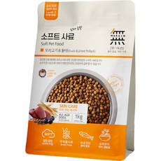韓國 無in 頂級無穀軟飼料 犬用 1kg, 1個, 鴨肉+鱈魚 1kg